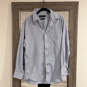 Nick Graham Blue Stretch Modern Fit Weaved Button Front Shirt Men's Size Large